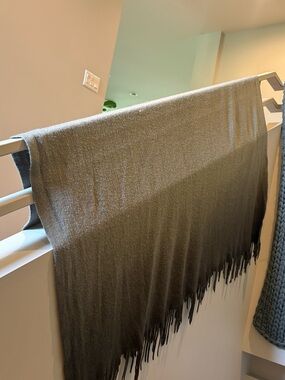West Elm Gray Ombre Fringe Throw